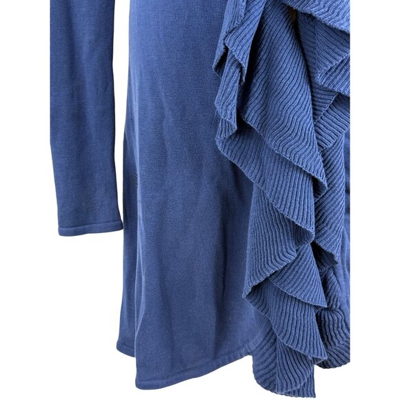 Vintage Y2K I.N.C Blue Ruffled Silk Cotton Cardigan | Coquette Minimalist Boho M - Picture 10 of 14
